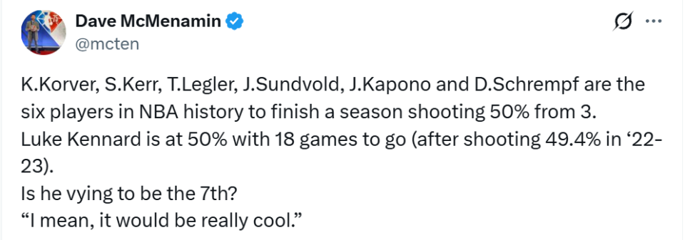 开云体育下载-肯纳德：在湖人获生涯最空位出手机会 训练状态好能连中85个三分